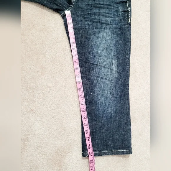 Hydraulic Womens Capri Jeans 9/10 Dark Wash Stretch Bootcut Cropped Distressed - Picture 9 of 14